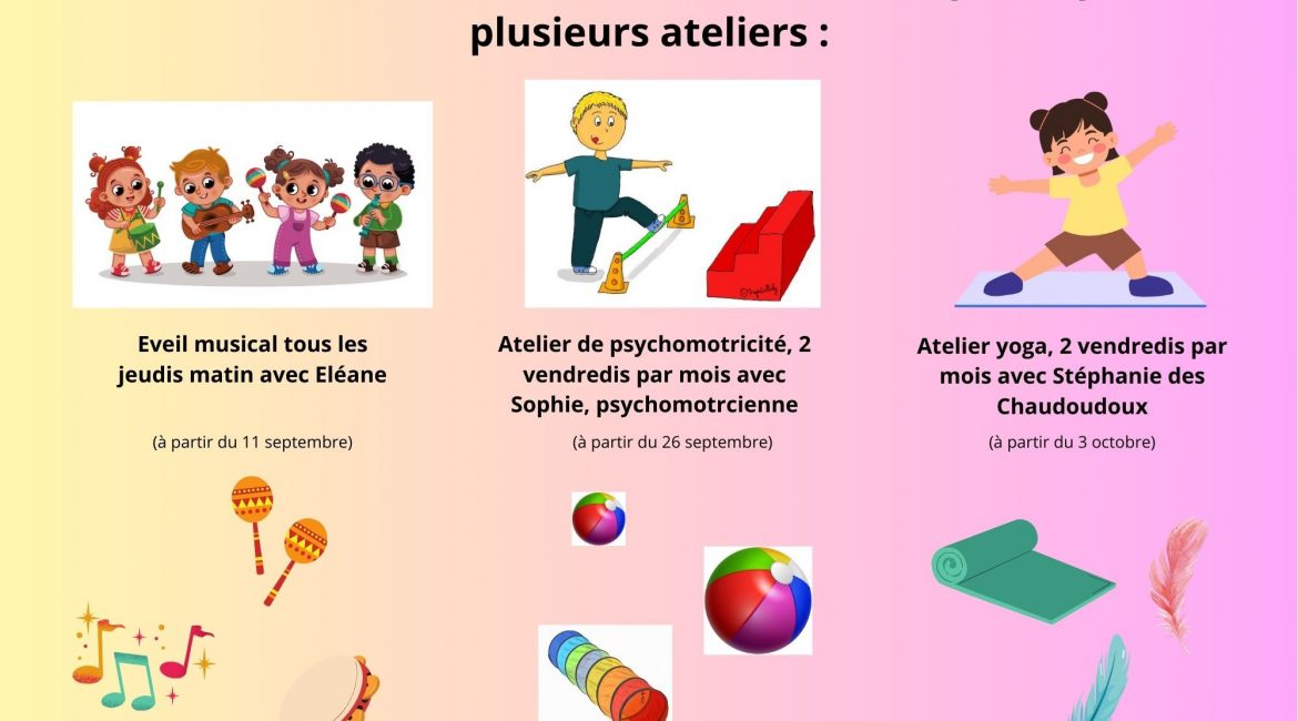 Affiche présentant les activités de la crèche pour la rentrée