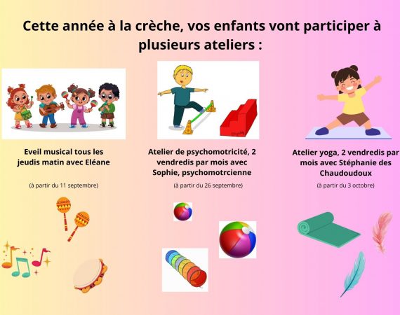 Affiche présentant les activités de la crèche pour la rentrée