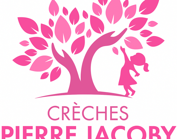 le logo de l'association des crèches pierre Jacoby en rose