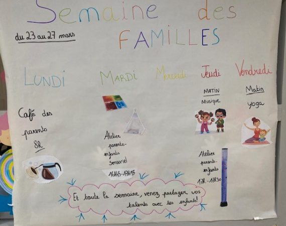 Le calendrier des activités de la semaine des familles